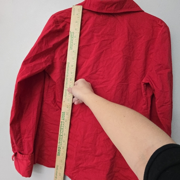 Worthington Top Women's Size 6 Red Button Up Shirt Long Sleeve Stretch Workwear - Picture 8 of 10